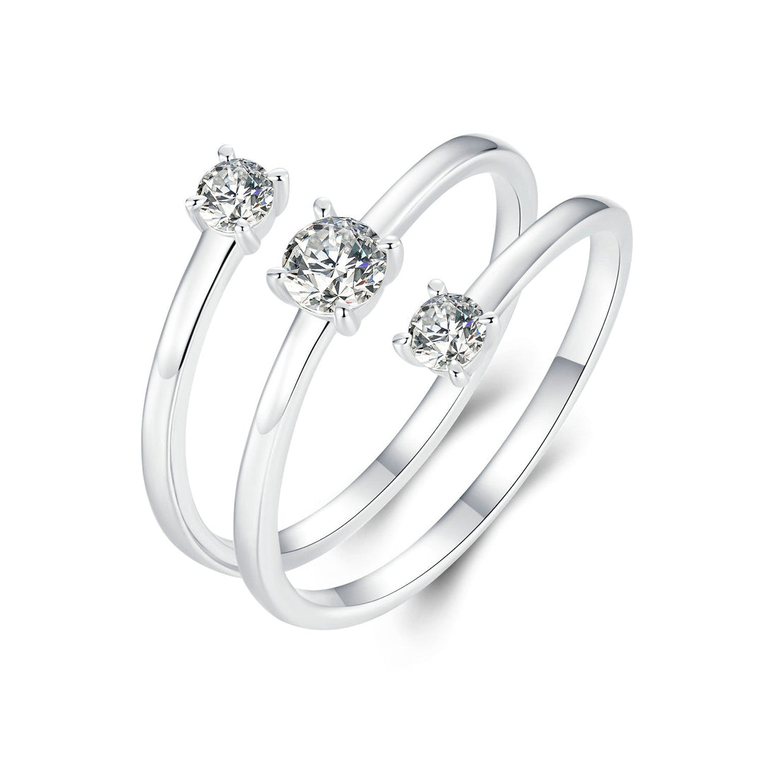 925 Sterling Silver White Gold Plated CZ Ring for Women