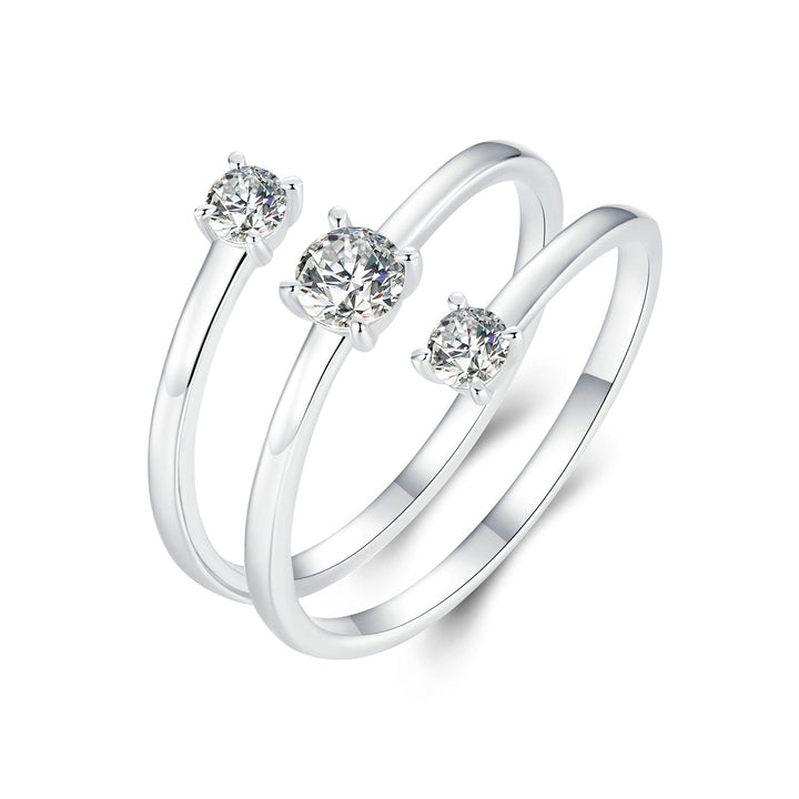 925 Sterling Silver White Gold Plated CZ Ring for Women