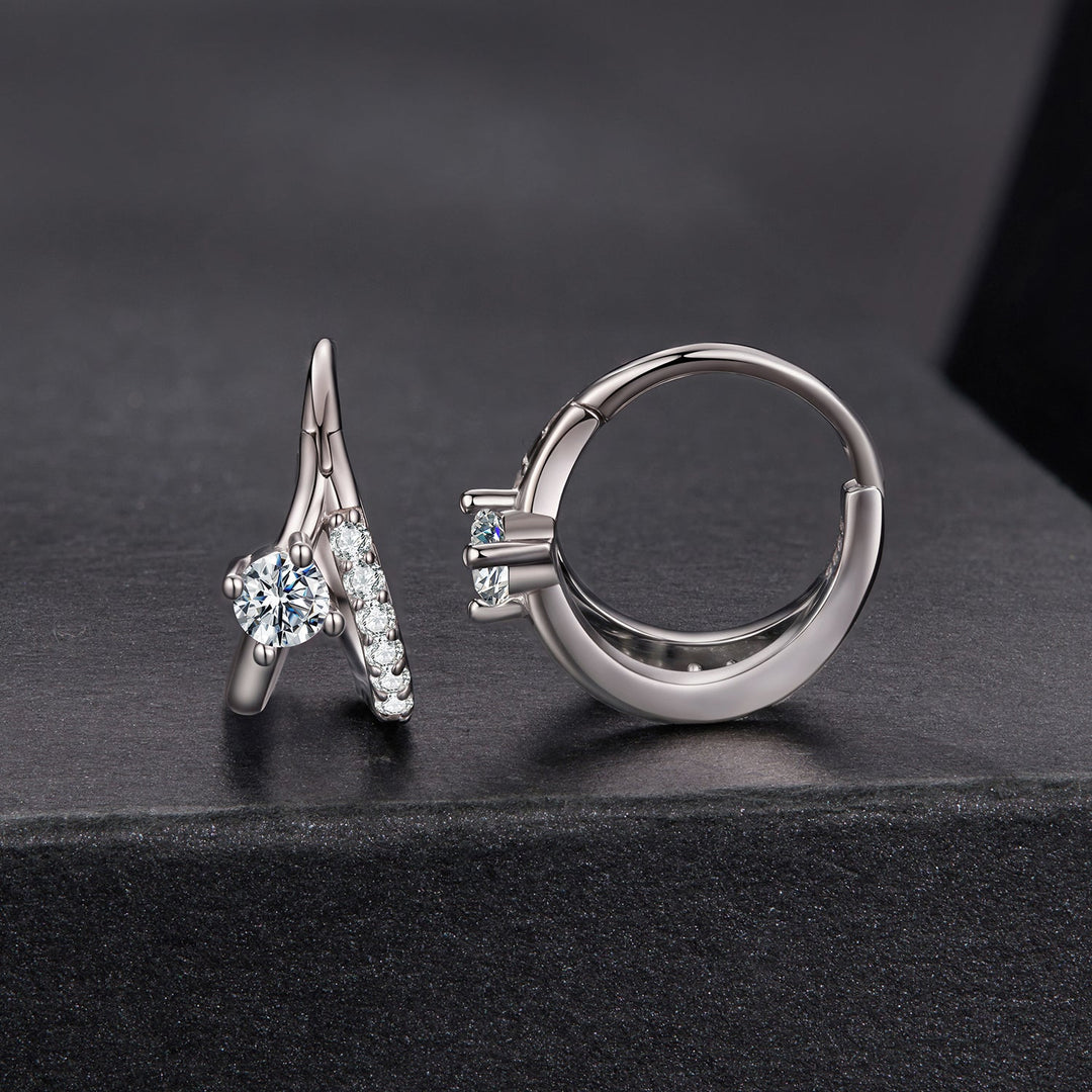 925 Sterling Silver Moissanite 0.3ct Earrings Size 1.2*0.6cm for Women