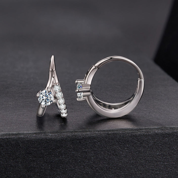 925 Sterling Silver Moissanite 0.3ct Earrings Size 1.2*0.6cm for Women