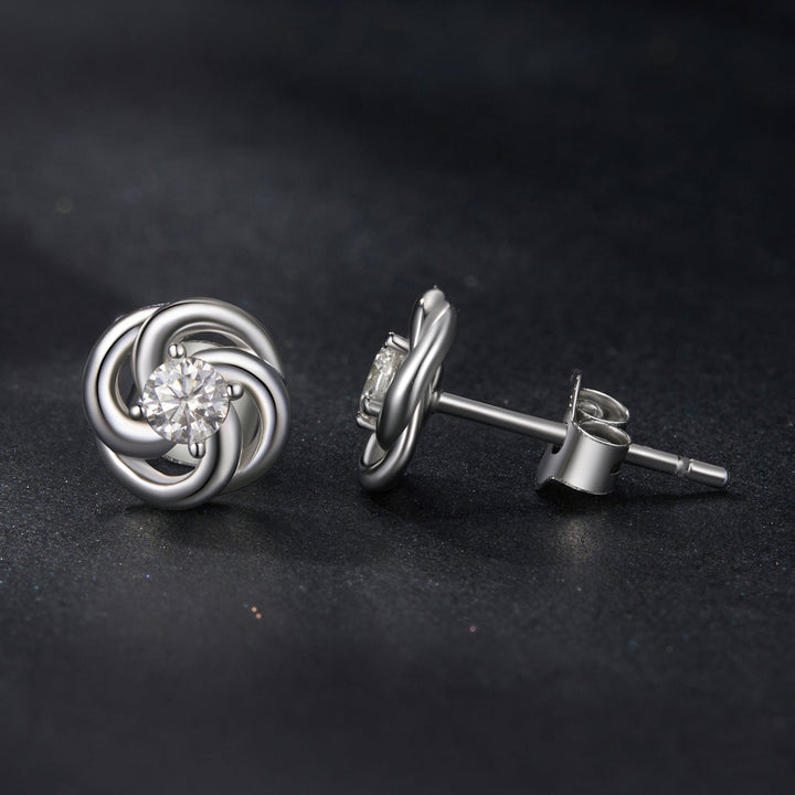 925 Sterling Silver Moissanite Earrings, 0.3cm, White Gold Plated, for Women