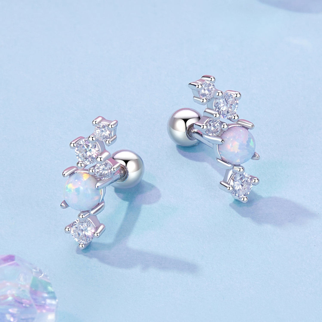 925 Sterling Silver Translucent Opal CZ Earrings for Women