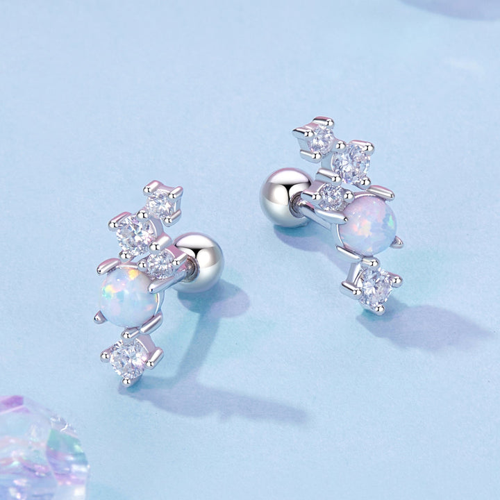 925 Sterling Silver Translucent Opal CZ Earrings for Women