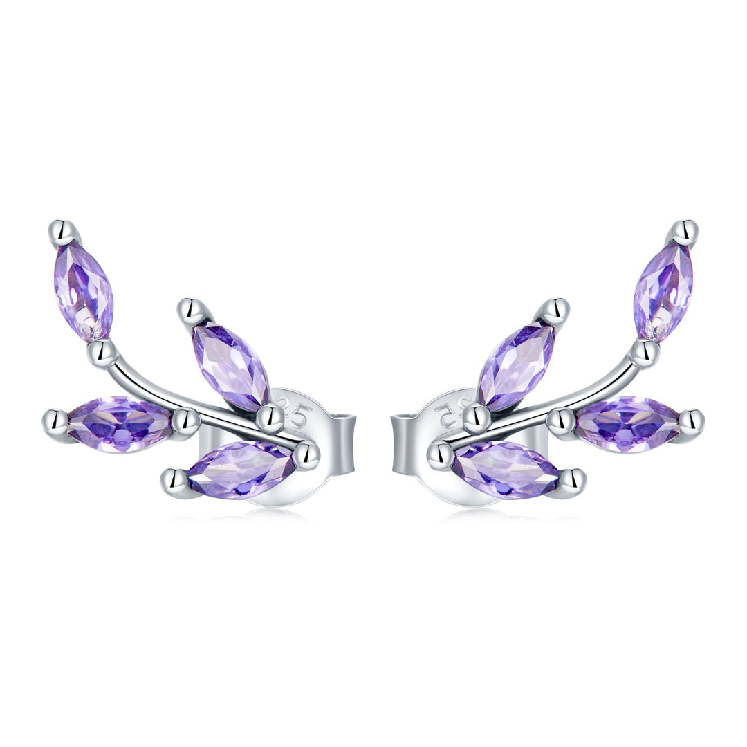 925 Sterling Silver Earrings with CZ and Oxidized Finish - 1.3*0.6cm