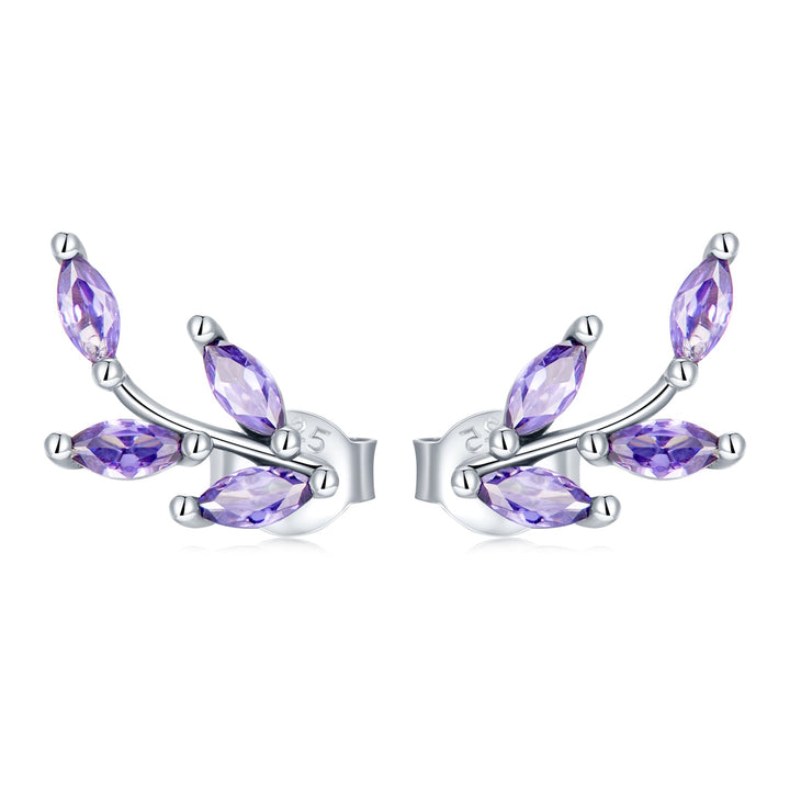 925 Sterling Silver Earrings with CZ and Oxidized Finish - 1.3*0.6cm