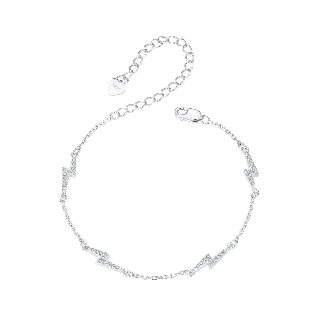 925 Sterling Silver Pave Setting CZ Bracelet with White Gold Plating