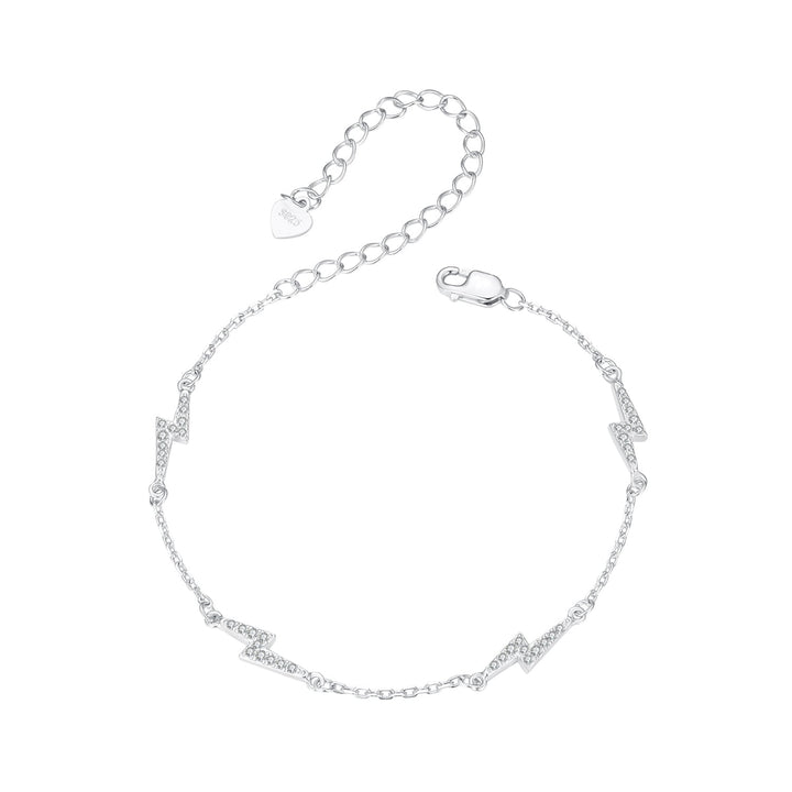 925 Sterling Silver Pave Setting CZ Bracelet with White Gold Plating