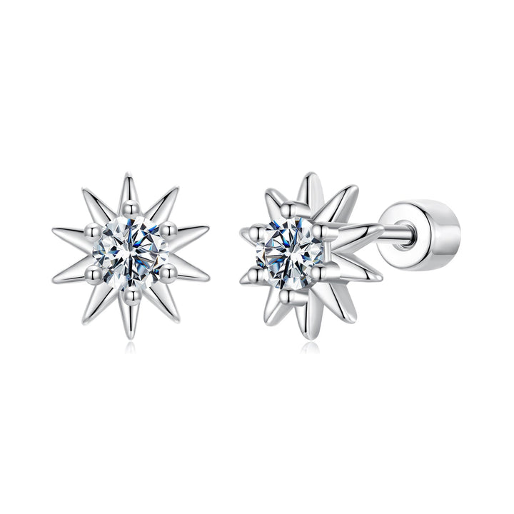925 Sterling Silver Moissanite 0.10 Carat Earrings for Women - 0.7cm Size
