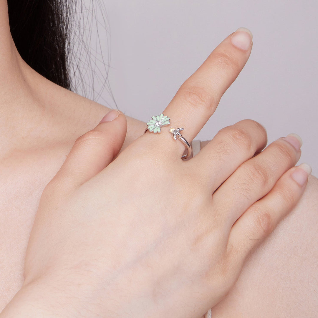 925 Sterling Silver Enamel CZ Plated Platinum Ring
