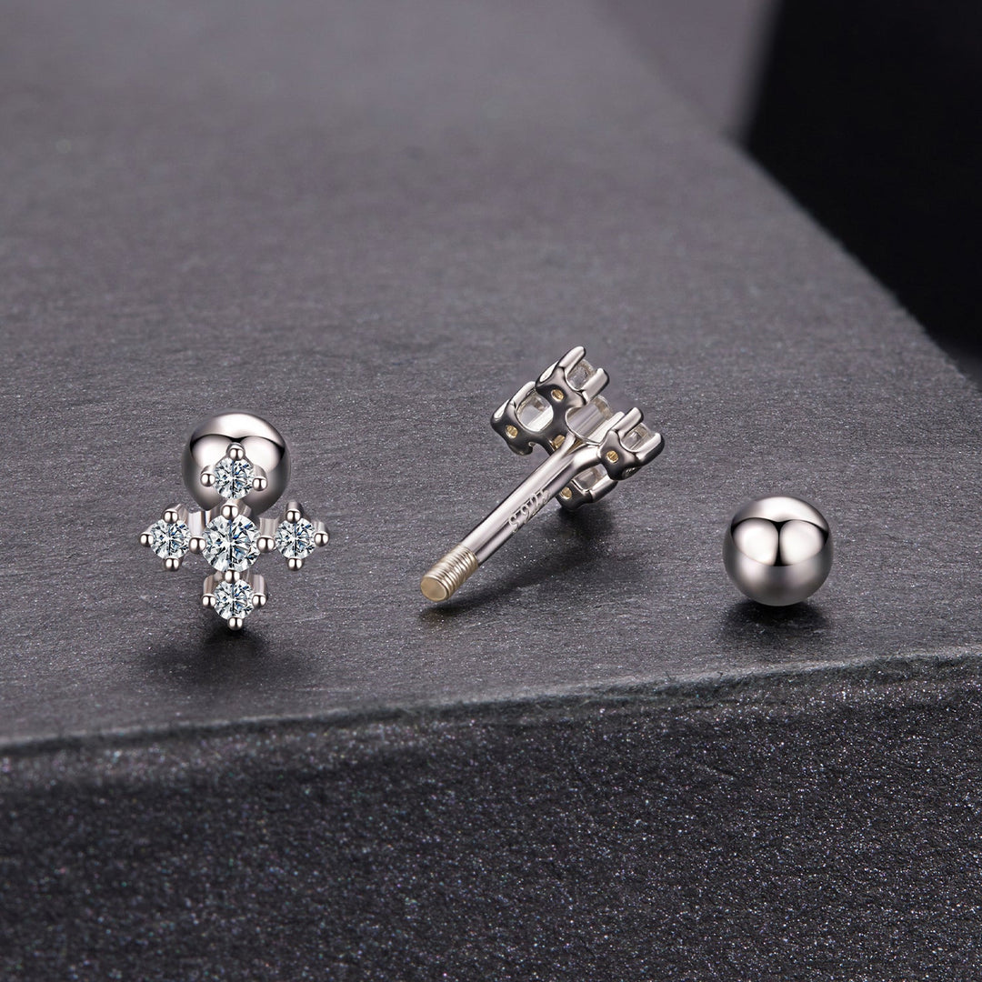 925 Sterling Silver Moissanite Earrings White Gold Plated 0.5cm for Women