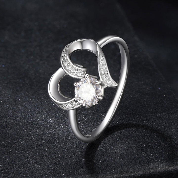 925 Sterling Silver Moissanite Heart-Shaped Ring Size 7 for Women