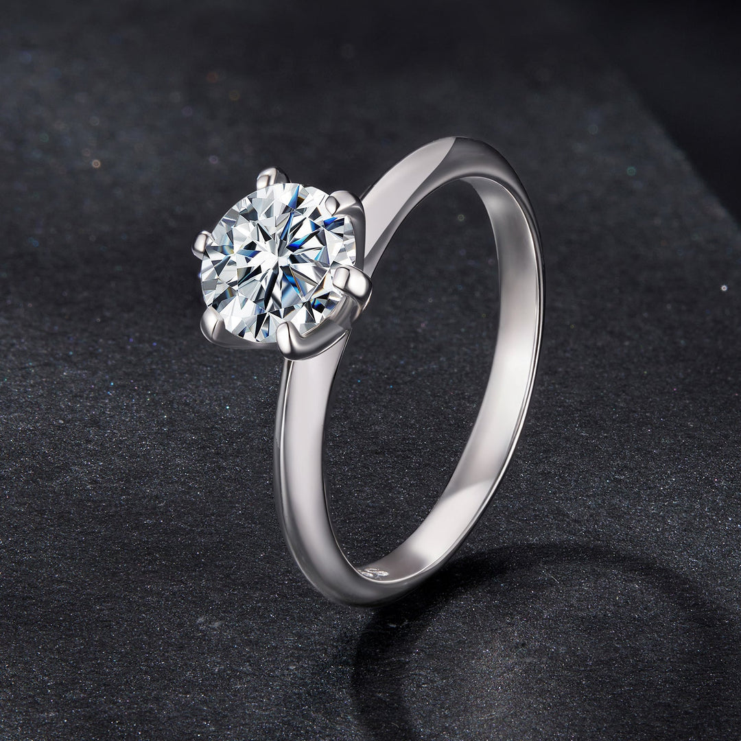 925 Sterling Silver Moissanite 1 Carat Ring Size 6