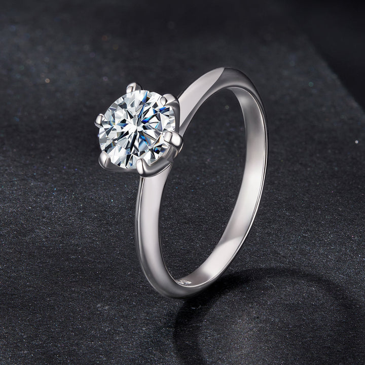 925 Sterling Silver Moissanite 1 Carat Ring Size 6