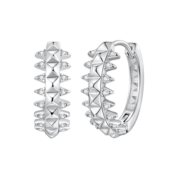 925 Sterling Silver White Gold Plated 1.6cm Pavé CZ Hoop Earrings for Women