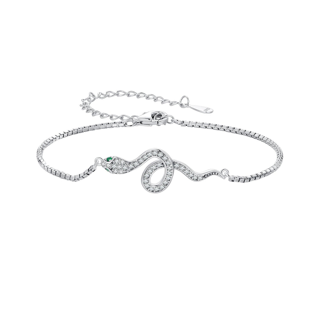 S925 Sterling Silver &amp; Pavé CZ Platinum-Plated Bracelet