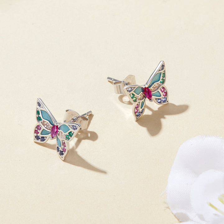 925 Sterling Silver Earrings with Enamel and CZ for Women