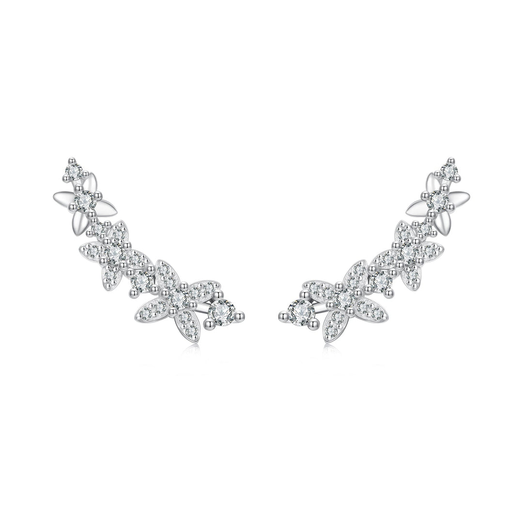 925 Sterling Silver White Gold Plated CZ Earrings 0.5*1.8cm for Women