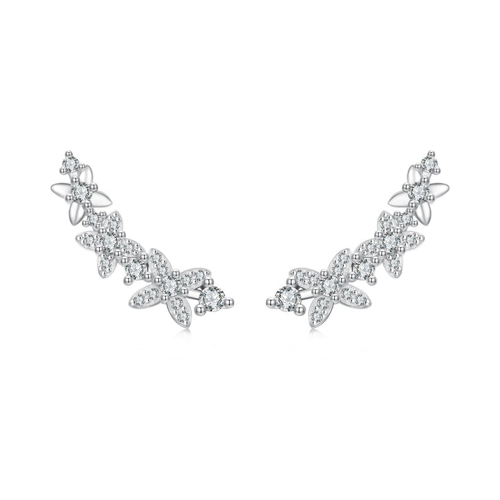 925 Sterling Silver White Gold Plated CZ Earrings 0.5*1.8cm for Women