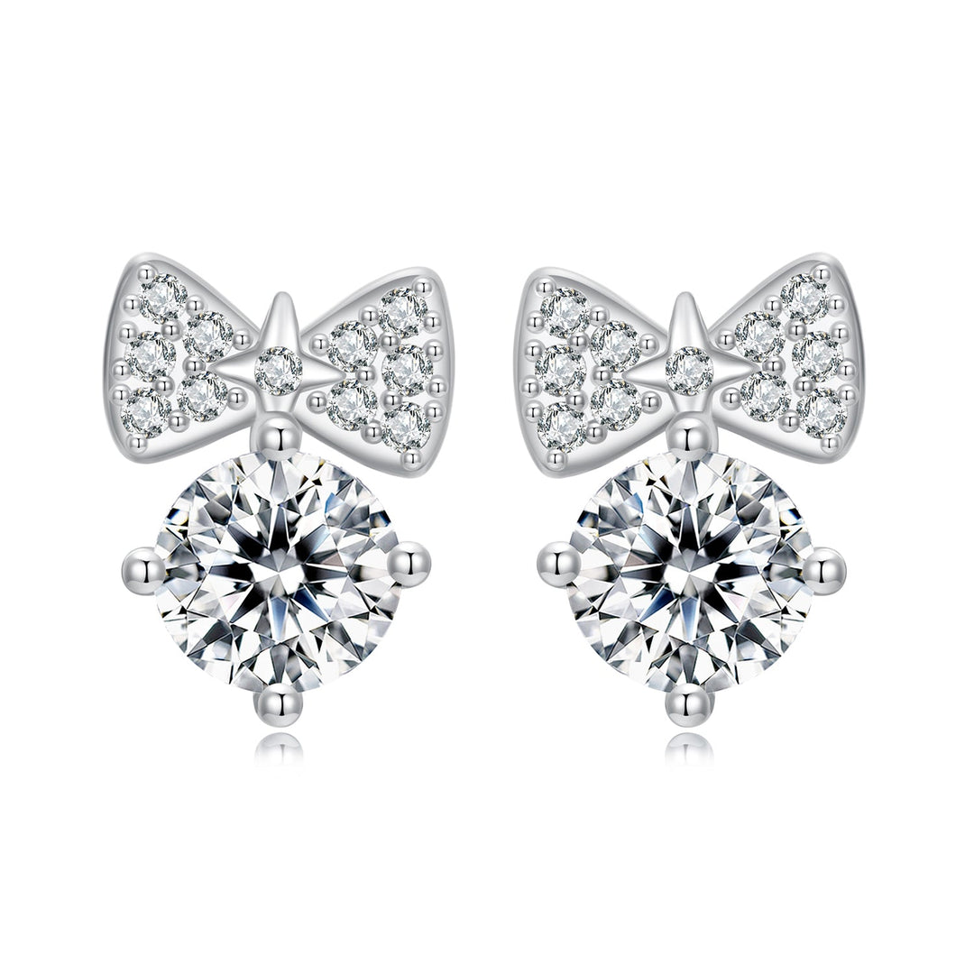 925 Sterling Silver Earrings with CZ and White Gold Plating for Women