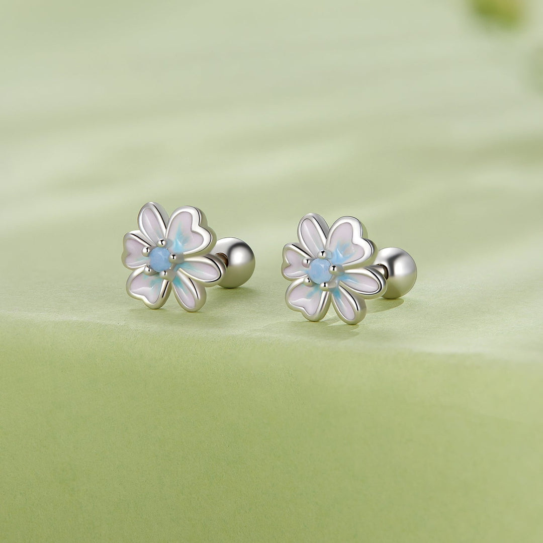 925 Sterling Silver Opal Nanometer Stone Enamel Earrings for Women