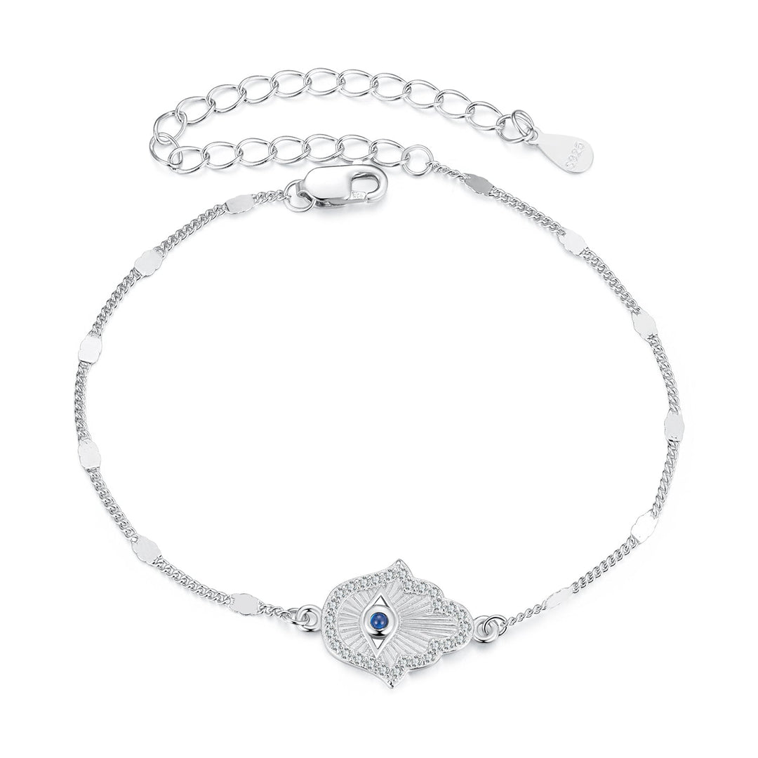 925 Sterling Silver + White Gold Plated 15cm Adjustable Bracelet with CZ and Synthetic Spinel for Women