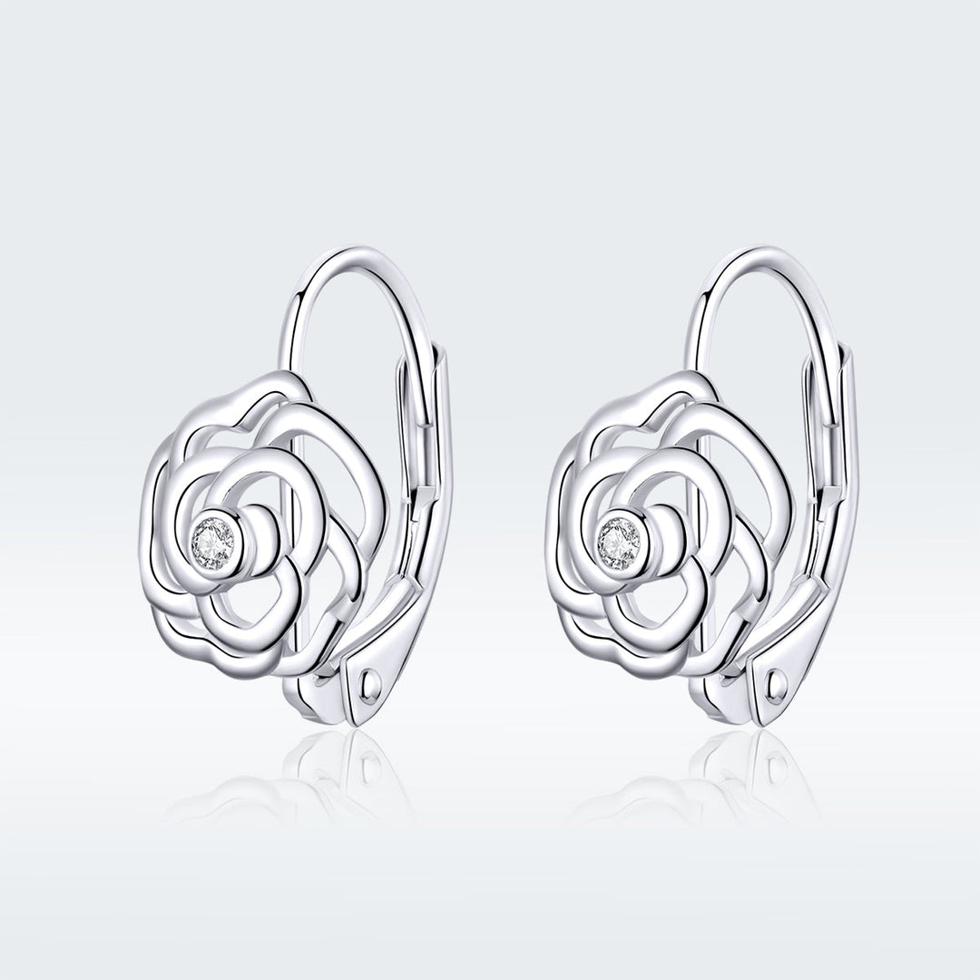 925 Sterling Silver Earrings with Pavé Setting CZ - 1.4x0.9 cm for Women