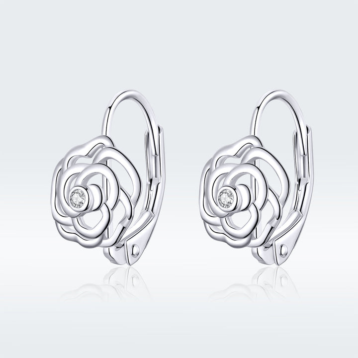 925 Sterling Silver Earrings with Pavé Setting CZ - 1.4x0.9 cm for Women