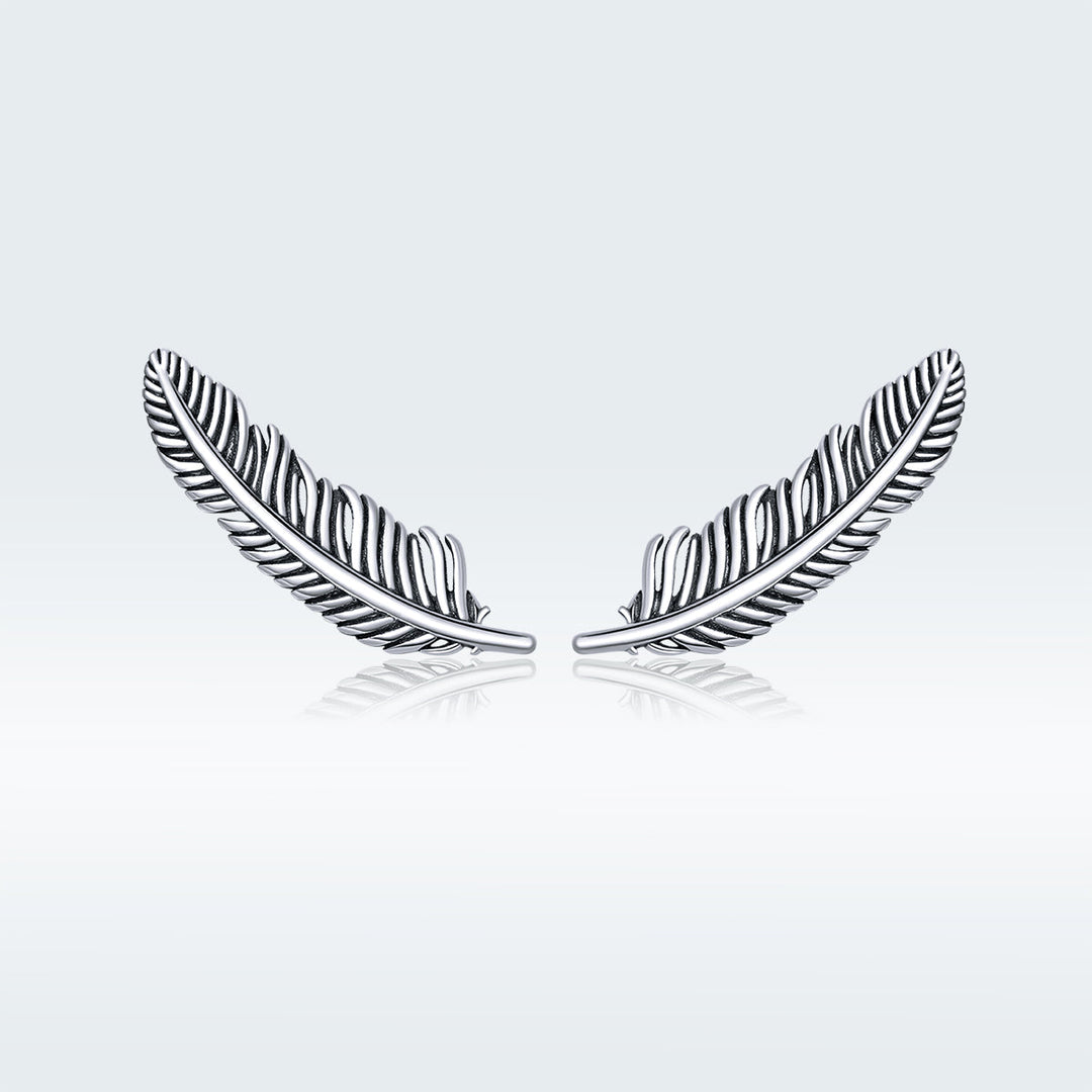 925 Sterling Silver Earrings - Oxidized Silver - 2.4cm x 0.7cm - Women