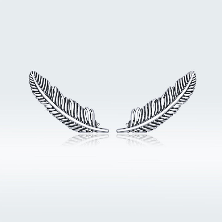 925 Sterling Silver Earrings - Oxidized Silver - 2.4cm x 0.7cm - Women