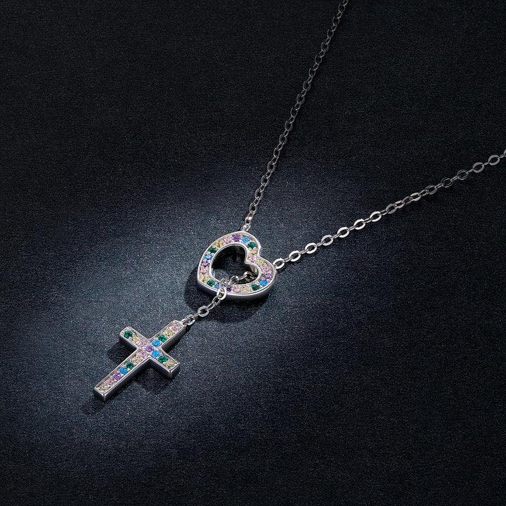 925 Sterling Silver Plated Necklace with Adjustable Length 42.5cm and CZ for Women