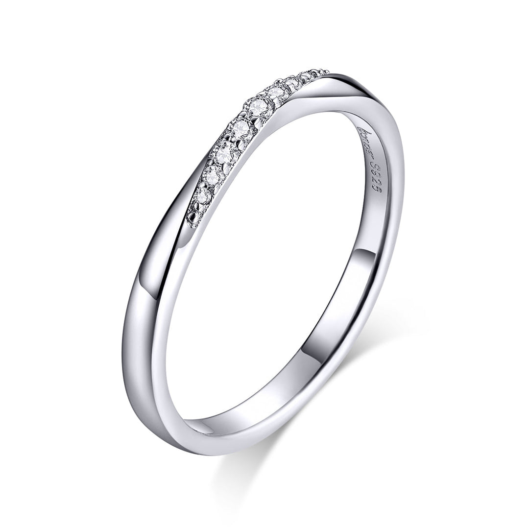 925 Sterling Silver Pavé Set CZ Platinum Plated Ring Size 6 for Women