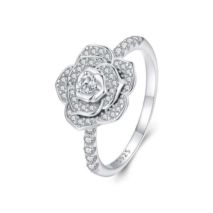 925 Sterling Silver Pavé Set CZ Platinum Plated Ring Size 6 for Women