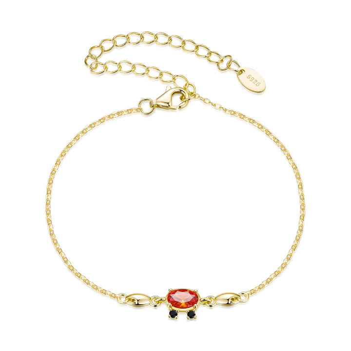 925 Sterling Silver Gold Plated CZ Bracelet 15+6cm for Women