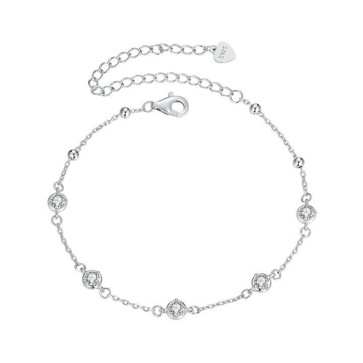 925 Sterling Silver 3mm Moissanite Bracelet for Women