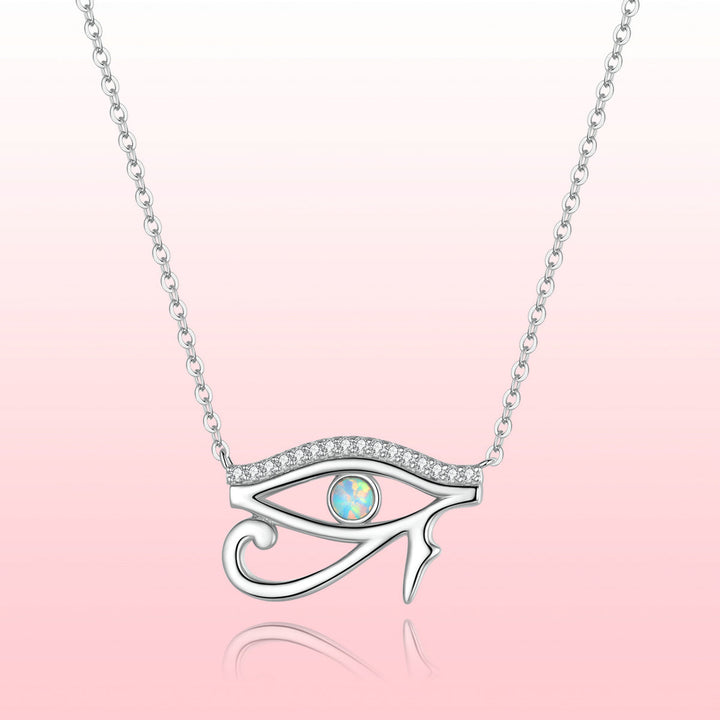 925 Sterling Silver Opal Necklace with CZ and Platinum Plating, Adjustable Length 45cm, Women’s Jewelry