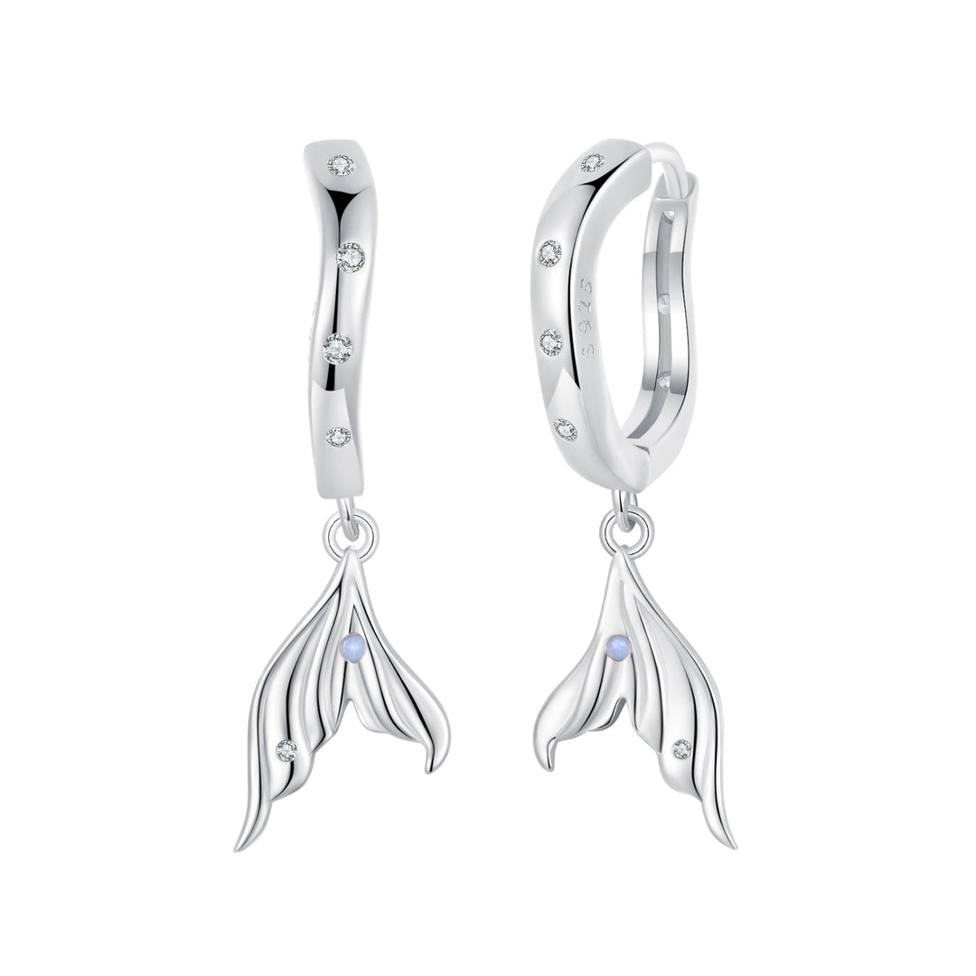 925 Sterling Silver Earrings with Nano Opal Stone and CZ in White Gold Finish