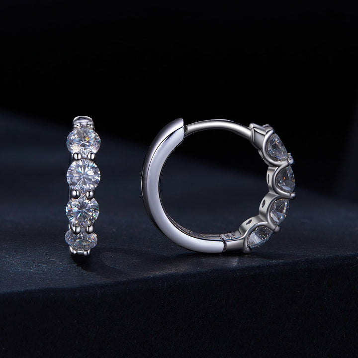 925 Sterling Silver Moissanite 0.1 Carat Platinum Plated Earrings for Women