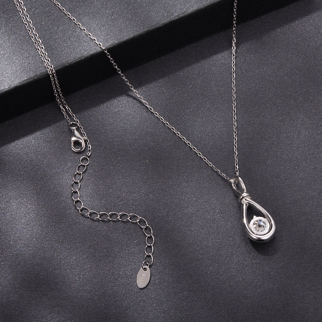 925 Sterling Silver 1 Carat Moissanite Necklace with White Gold Plating - 40+5cm Length for Women