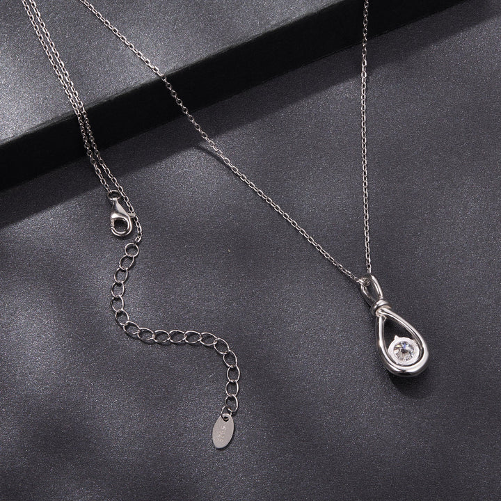 925 Sterling Silver 1 Carat Moissanite Necklace with White Gold Plating - 40+5cm Length for Women