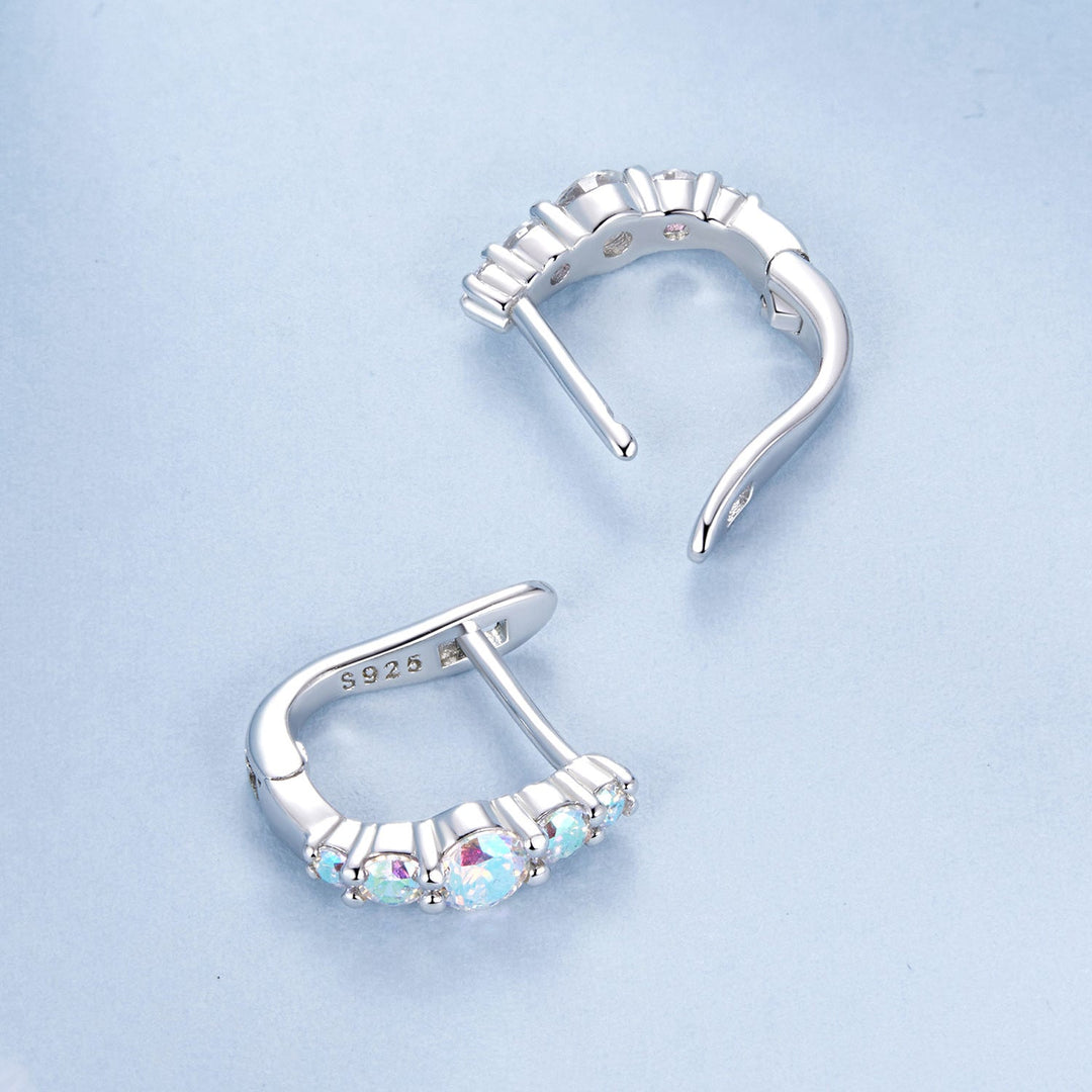 925 Sterling Silver Earrings with CZ in Pavé Setting, 12x3mm, for Women