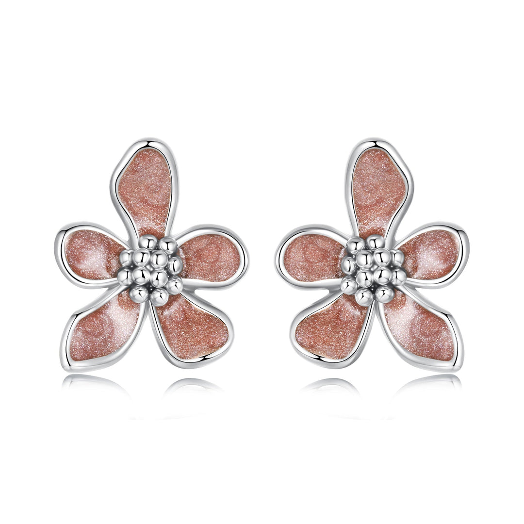 925 Sterling Silver White Gold Plated Enamel Earrings 0.9*1.0cm for Women