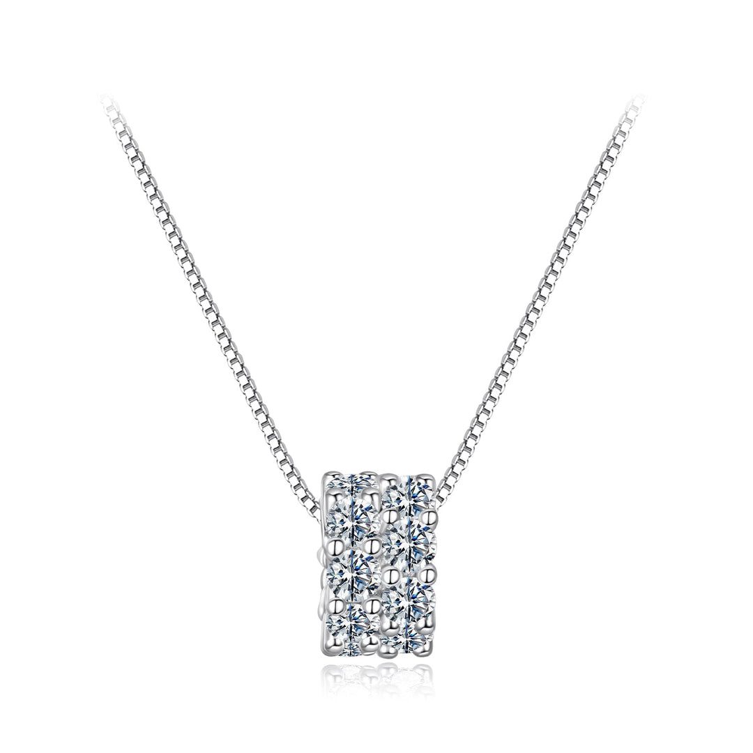 925 Sterling Silver &amp; Moissanite Necklace, 40+5cm Length, White Gold Plated, Women&