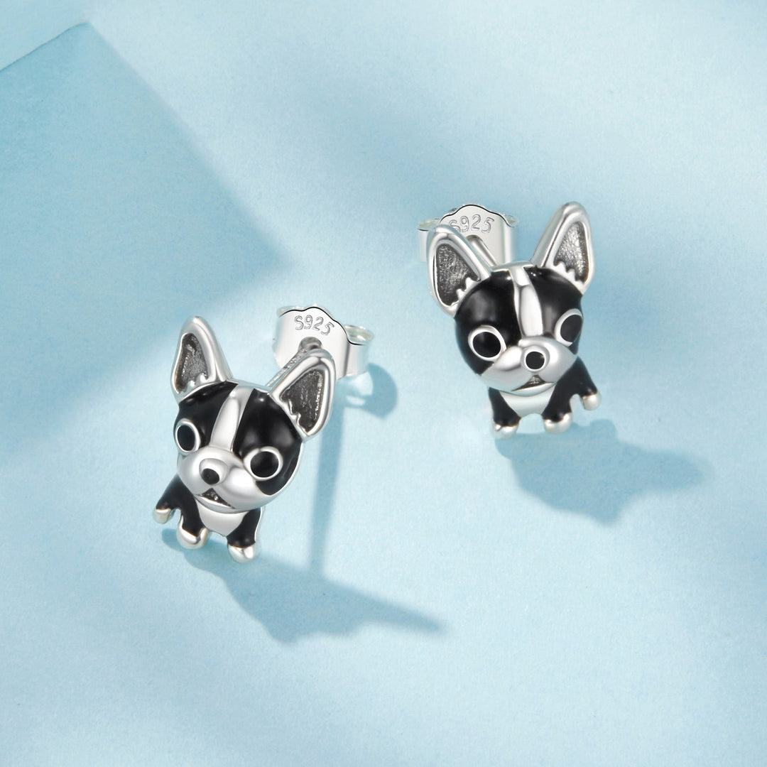 925 Sterling Silver Oxidized Enamel Earrings for Women