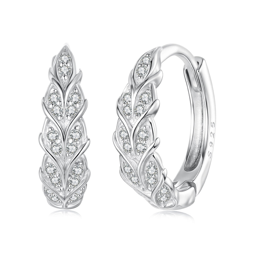 925 Sterling Silver Earrings with Pavé Setting CZ and White Gold Plating for Women