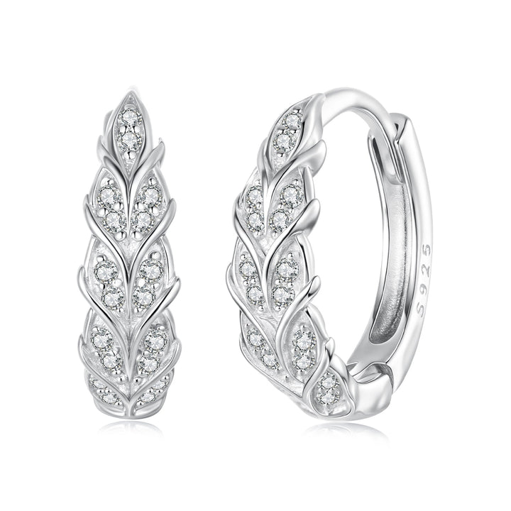 925 Sterling Silver Earrings with Pavé Setting CZ and White Gold Plating for Women