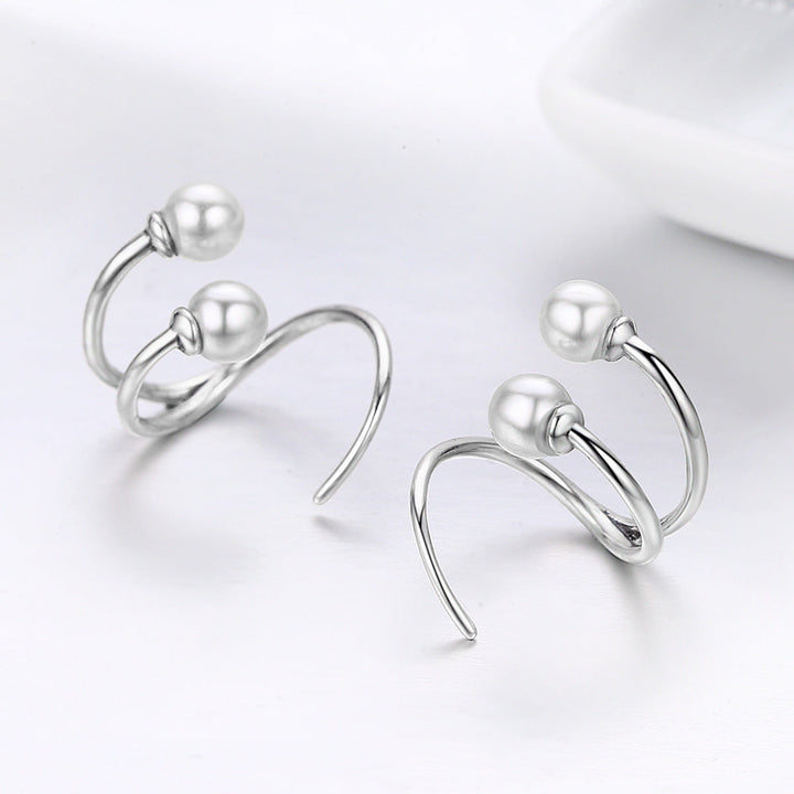 925 Sterling Silver Oxidized Earrings with Shell Pearl for Women