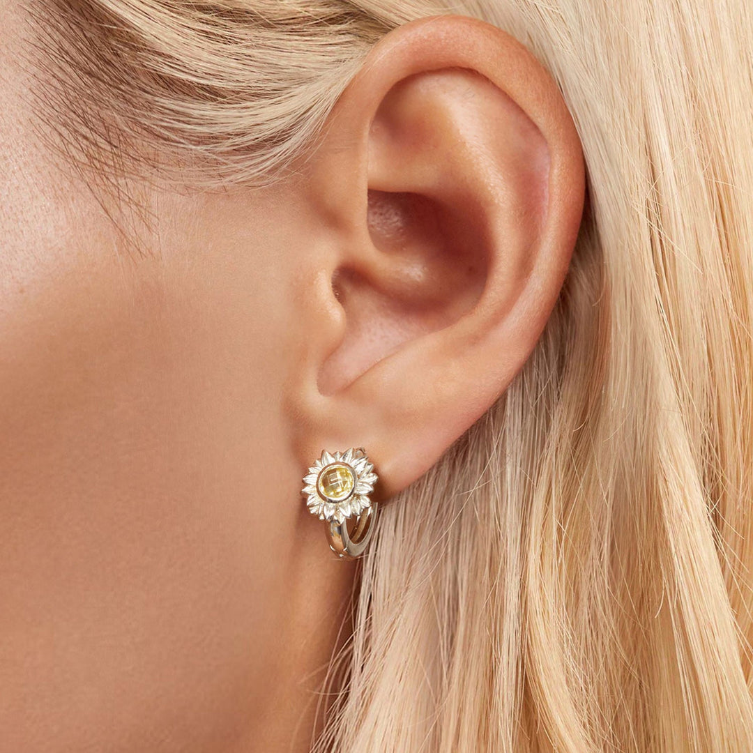 925 Sterling Silver Earrings with Transparent Glass, 12x9mm Size for Women