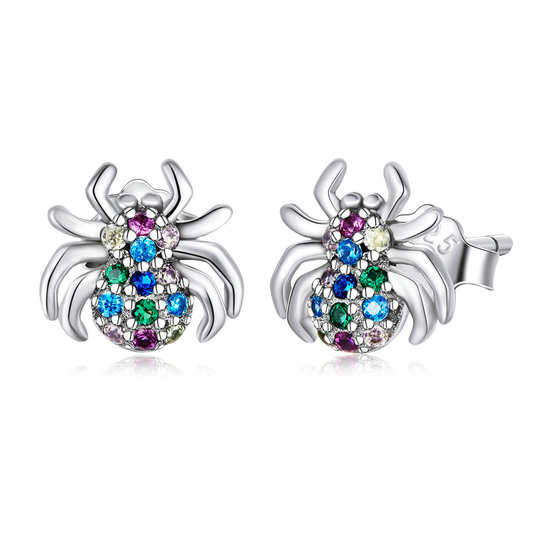 925 Sterling Silver Earrings with Pavé Setting CZ, Oxidized Silver, 0.7*0.8 cm for Women