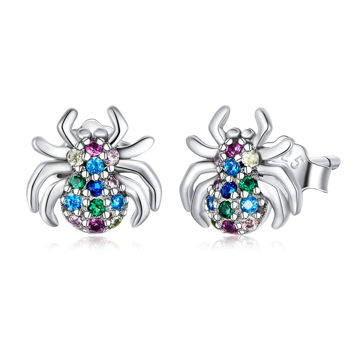 925 Sterling Silver Earrings with Pavé Setting CZ, Oxidized Silver, 0.7*0.8 cm for Women