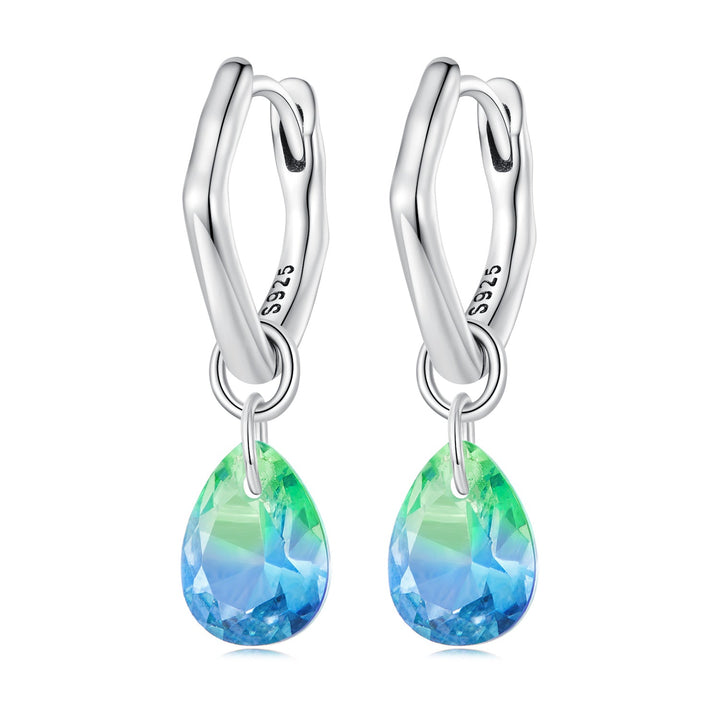 S925 Sterling Silver Oxidized Earrings with Transparent Glass &amp; Main Stone for Women